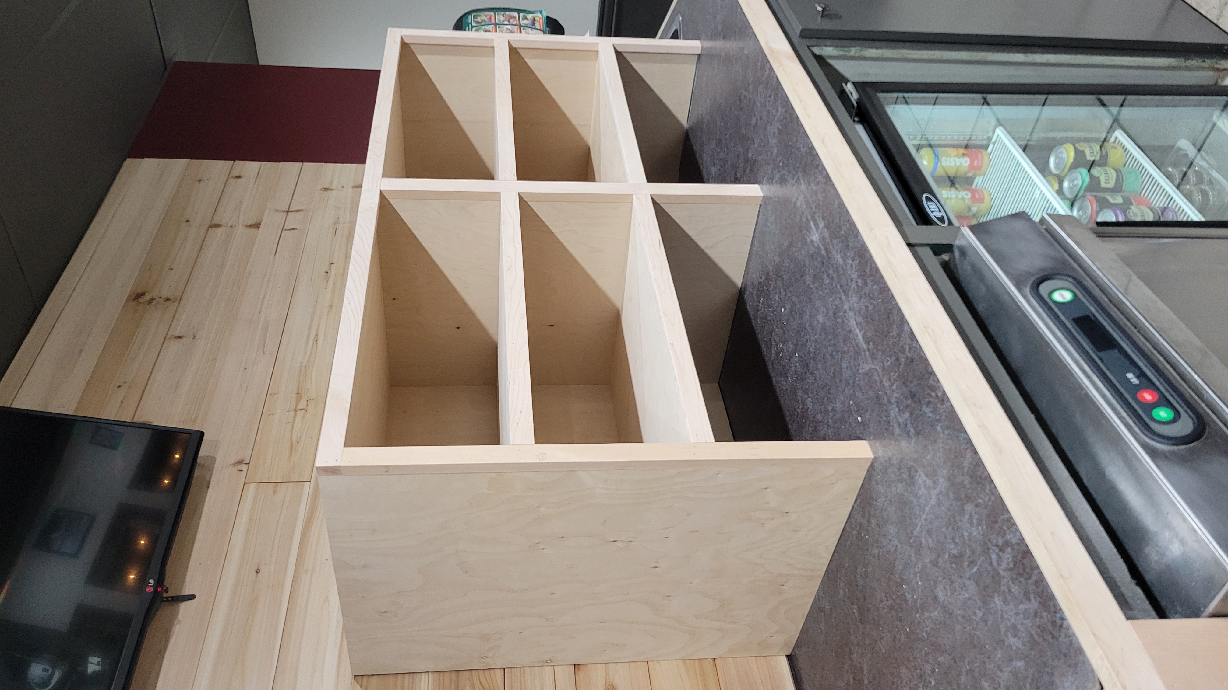 Custom cubby shelving at The Wetmore-Street Bar & Grill